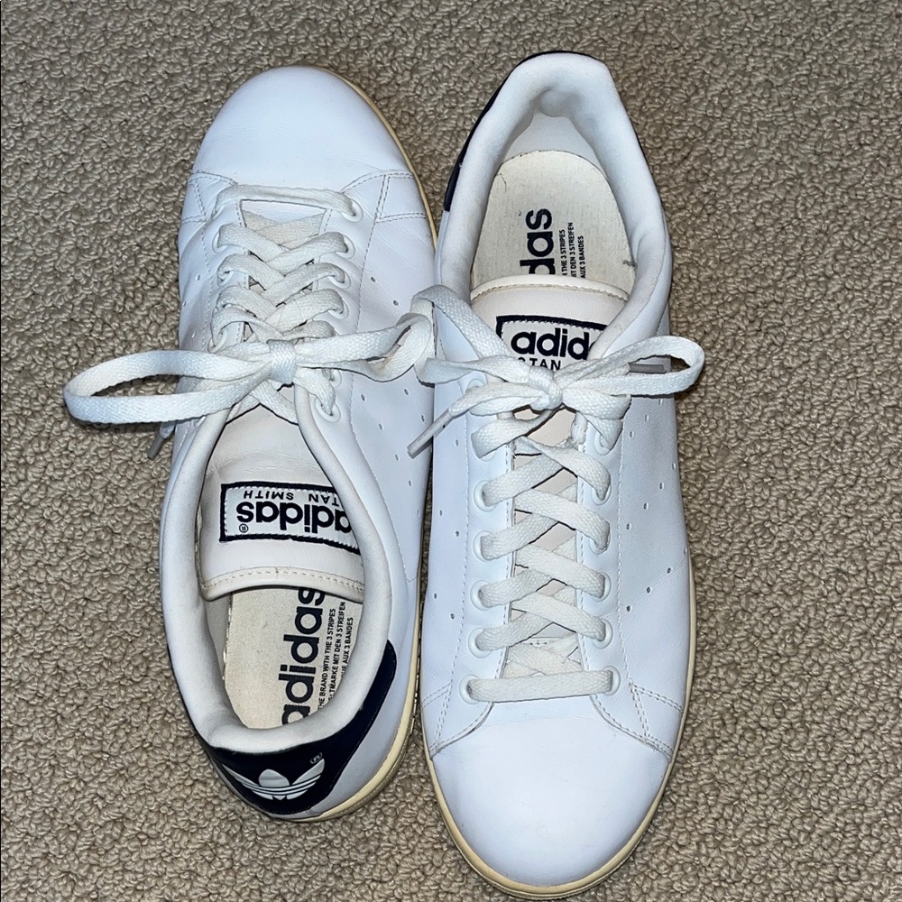 Adidas Stan Smith White and Navy Sneakers